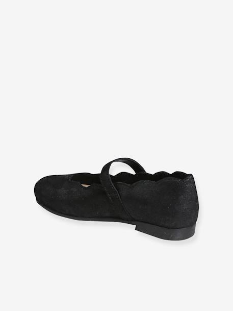 Leather Ballerina Pumps for Girls black - vertbaudet enfant 