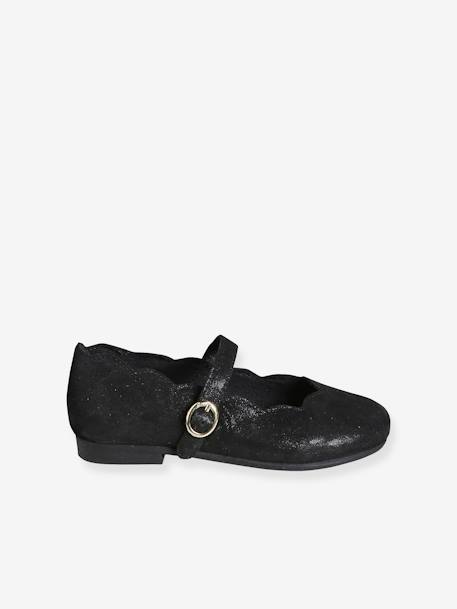 Leather Ballerina Pumps for Girls black - vertbaudet enfant 