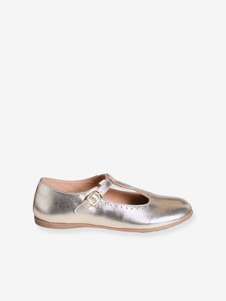 Ballet Pumps for Girls gold+printed beige - vertbaudet enfant 