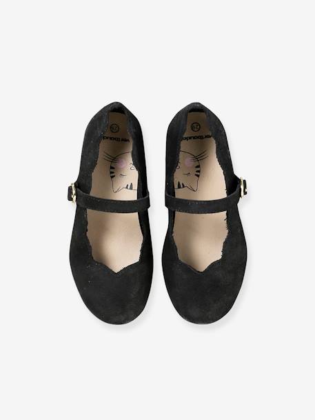 Leather Ballerina Pumps for Girls black - vertbaudet enfant 