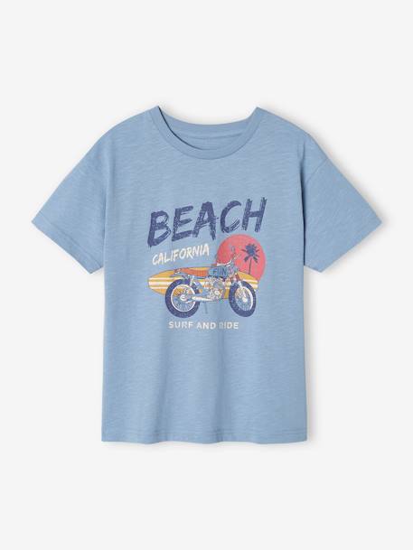 T-Shirt with 'Surf and Ride' Motif for Boys sky blue - vertbaudet enfant 
