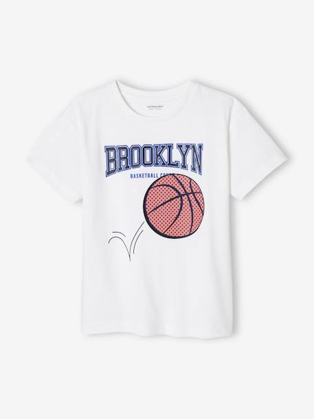 T-Shirt with Basketball Motif & Details in Relief for Boys ecru - vertbaudet enfant 