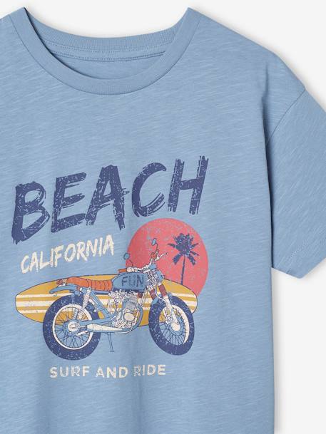 T-Shirt with 'Surf and Ride' Motif for Boys sky blue - vertbaudet enfant 
