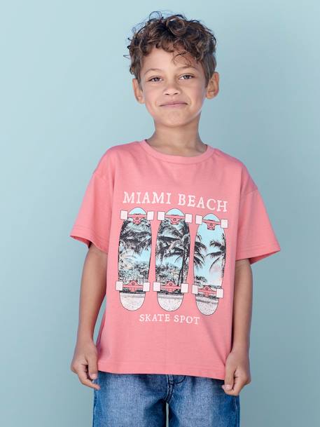 Tee-shirt photoprint garçon corail+écru+vert d'eau - vertbaudet enfant 