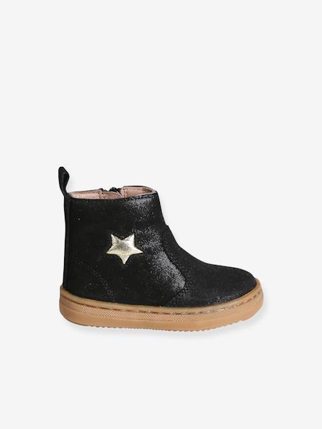 Leather Zip-Up Boots black - vertbaudet enfant 