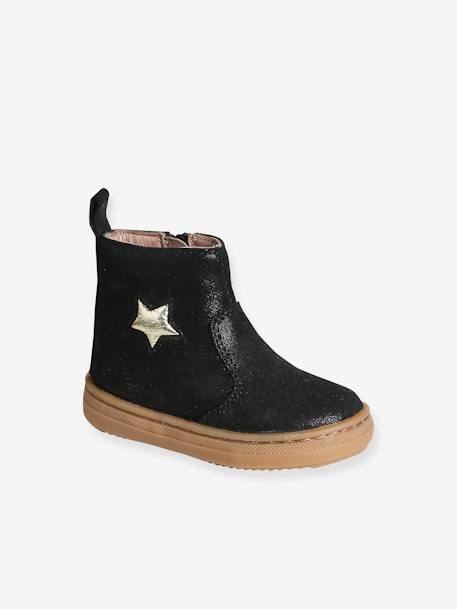 Leather Zip-Up Boots black - vertbaudet enfant 