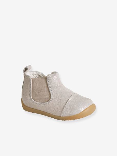 Boots in Glittery Leather for Babies gold - vertbaudet enfant 