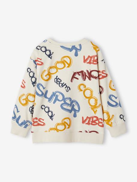 Tee-shirt garçon effet sweat imprimé blanc chiné+écru+lichen+noix de pécan - vertbaudet enfant 