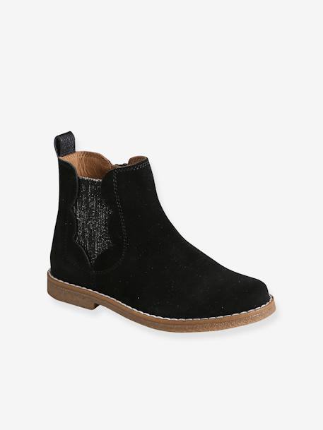 Boots enfant fille cuir détails festons lot beige+marine+marron+noir+taupe - vertbaudet enfant 