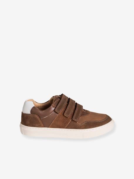 Baskets enfant garçon cuir à scratchs marron - vertbaudet enfant 