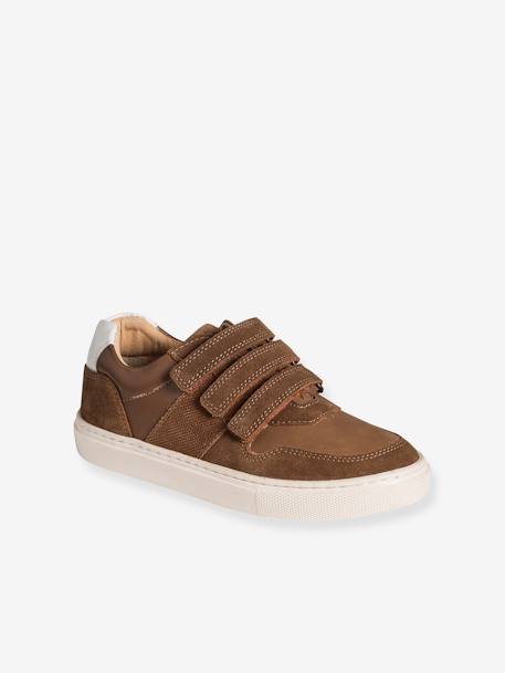 Baskets enfant garçon cuir à scratchs marron - vertbaudet enfant 