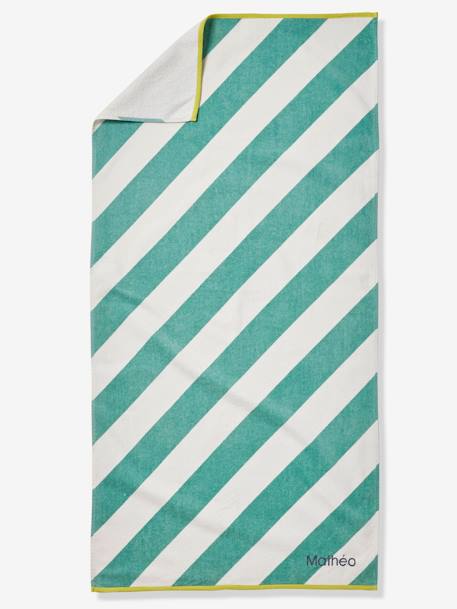 Serviette de bain / plage personnalisable, avec coton recyclé bleu imprimé+mauve+menthe+rayé bleu+rose imprimé - vertbaudet enfant 