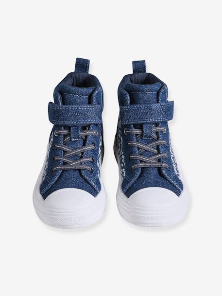 High-Top Trainers with Laces & Hook-&-Loops for Girls denim blue - vertbaudet enfant 