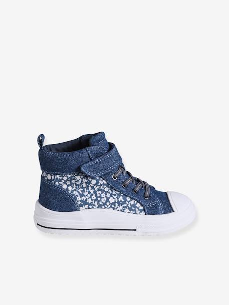 High-Top Trainers with Laces & Hook-&-Loops for Girls denim blue - vertbaudet enfant 