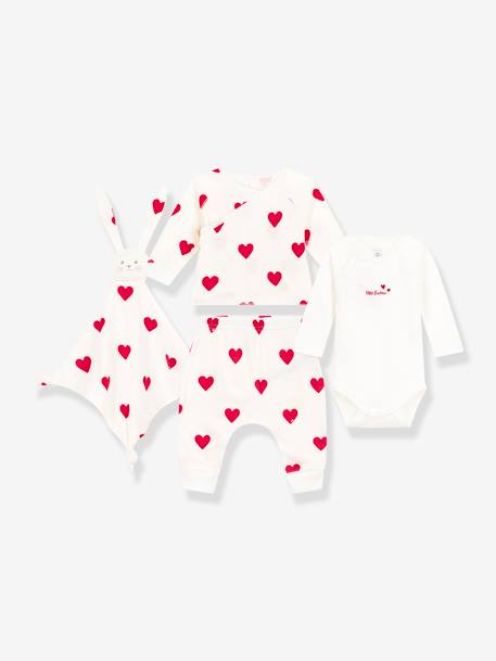 3-Piece Heart Ensemble with Bunny Comforter Gift Set for Newborns by PETIT BATEAU white - vertbaudet enfant 