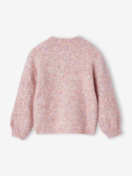 Gilet fille maille mousseuse gris chiné+rose chiné - vertbaudet enfant 