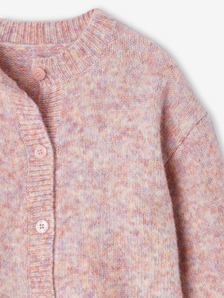 Gilet fille maille mousseuse gris chiné+rose chiné - vertbaudet enfant 