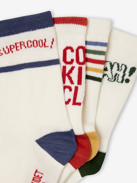 Pack of 4 Pairs of Sports Socks for Boys ecru - vertbaudet enfant 