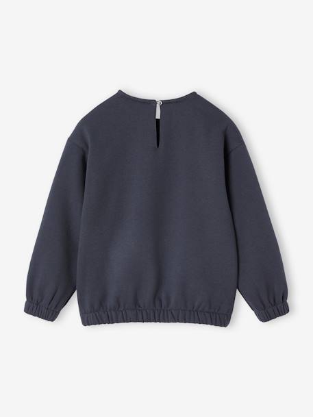 Sweat fille col fantaisie en macramé anthracite - vertbaudet enfant 