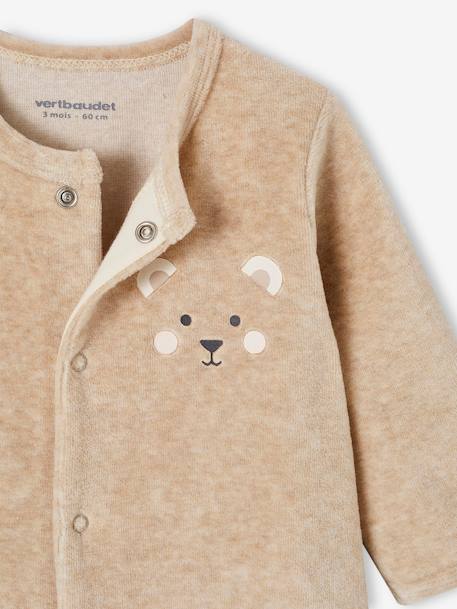 Pyjama bébé mixte velours animal personnalisable beige chiné+gris chiné - vertbaudet enfant 
