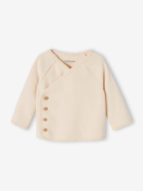 Brassière naissance mixte en côtes manches longues vanille - vertbaudet enfant 