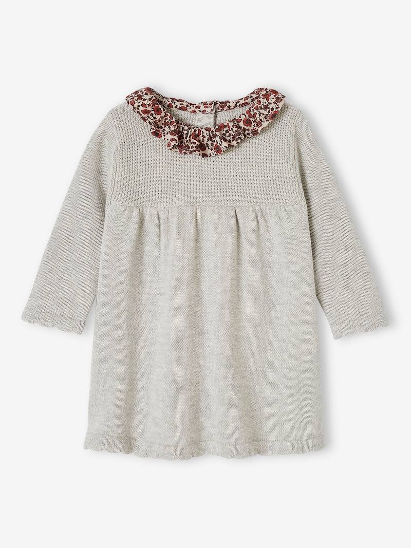 Baby Ribbed Solid Color Knitted Dress