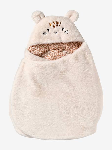 Nid d'ange transformable en tapis à langer peluche beige+beige imprimé+écru+gris souris+kaki+rose imprimé - vertbaudet enfant 