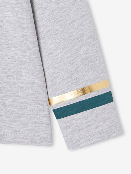 Sports Top with Glittery Tropical Motif for Girls marl grey - vertbaudet enfant 