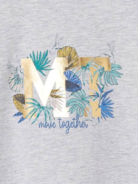 Sports Top with Glittery Tropical Motif for Girls marl grey - vertbaudet enfant 