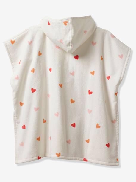 Hearts Bath Poncho with Recycled Cotton for Children printed white - vertbaudet enfant 