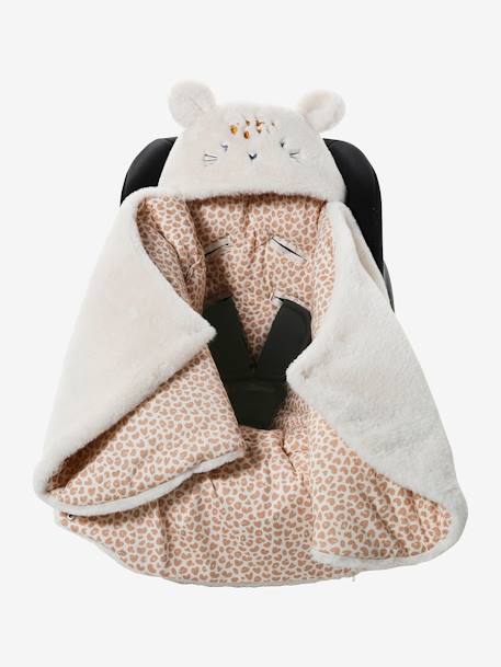 Nid d'ange transformable en tapis à langer peluche beige+beige imprimé+écru+gris souris+kaki+rose imprimé - vertbaudet enfant 