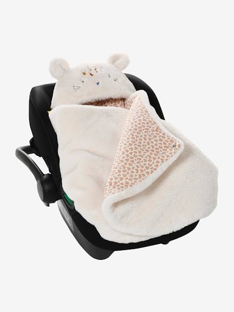 Nid d'ange transformable en tapis à langer peluche beige+beige imprimé+écru+gris souris+kaki+rose imprimé - vertbaudet enfant 