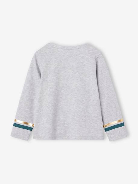 Sports Top with Glittery Tropical Motif for Girls marl grey - vertbaudet enfant 