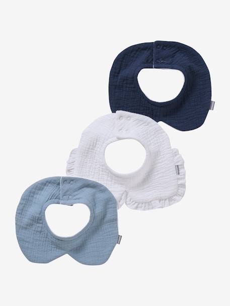 Lot de 3 bavoirs col fantaisie bleu ciel - vertbaudet enfant 