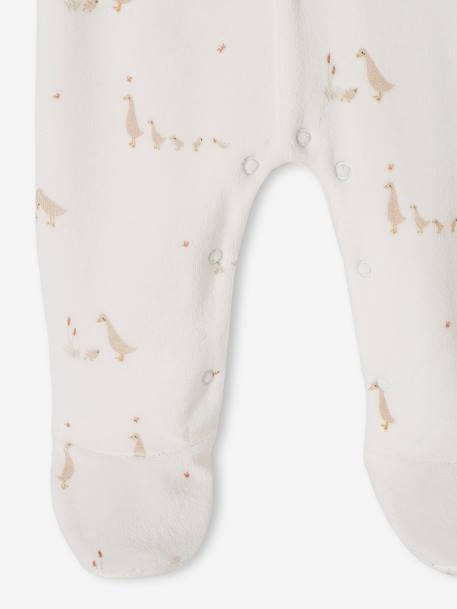 Lot de 2 pyjamas mixtes velours ouverture naissance cappuccino+rose - vertbaudet enfant 