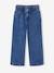 Wide-Leg Paperbag Jeans with Flower Motifs for Girls deep blue+denim grey - vertbaudet enfant 