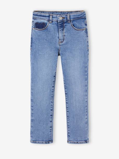 Jean fille slim morphologik tour de hanches medium bleu foncé+bleu moyen+denim bleached+gris - vertbaudet enfant 