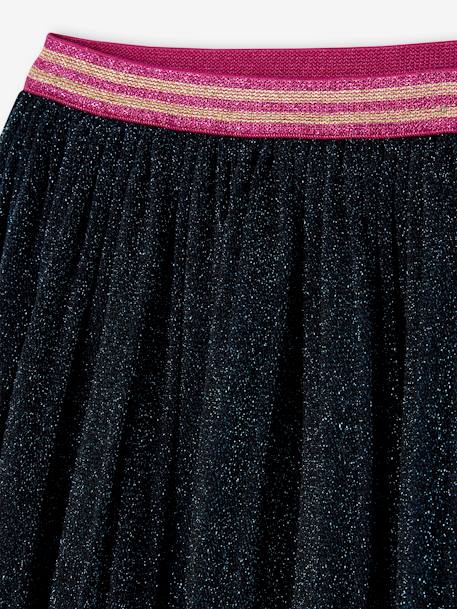 Pleated Glittery Skirt for Girls navy blue - vertbaudet enfant 