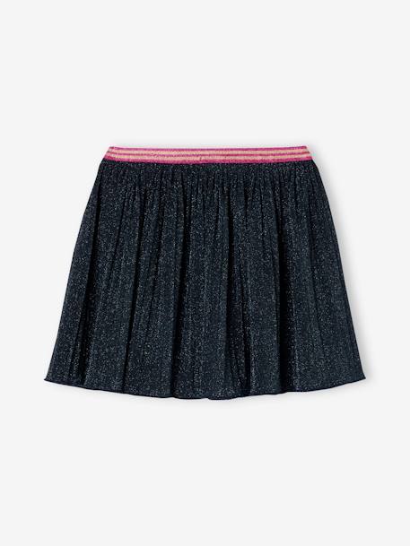 Pleated Glittery Skirt for Girls navy blue - vertbaudet enfant 