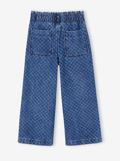 Pantalon fille large motifs fantaisie bleu foncé+denim gris - vertbaudet enfant 