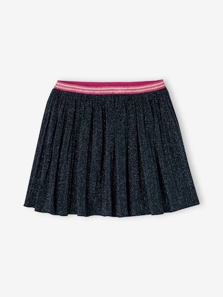 Pleated Glittery Skirt for Girls navy blue - vertbaudet enfant 