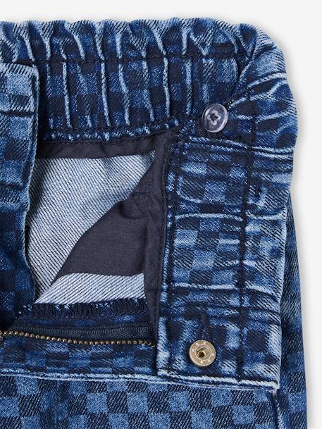 Wide-Leg Paperbag Jeans with Flower Motifs for Girls deep blue+denim grey - vertbaudet enfant 