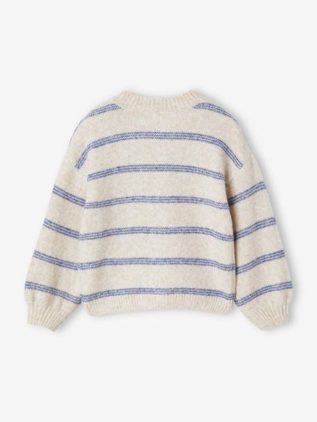 Gilet fille maille mousseuse gris chiné+vanille - vertbaudet enfant 