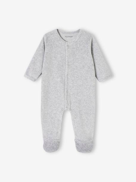 Pack of 3 Velour Sleepsuits, Special Opening for Newborns, for Babies aqua green+dusky pink+golden yellow - vertbaudet enfant 
