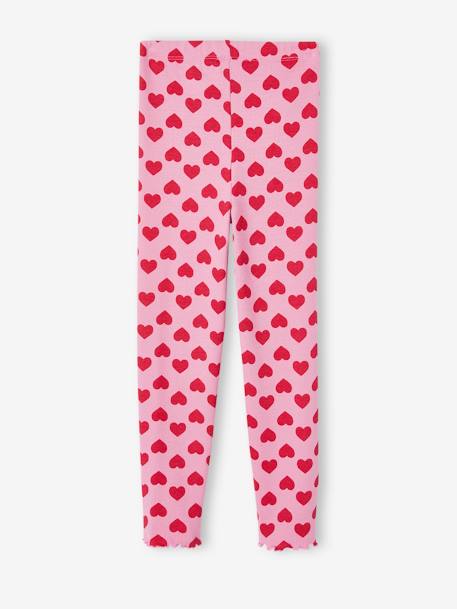 Legging imprimé en maille côtelée fille vieux rose - vertbaudet enfant 