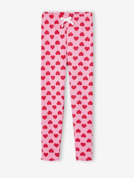 Legging imprimé en maille côtelée fille vieux rose - vertbaudet enfant 