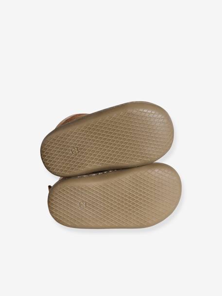 Lace-Up Pram Shoes with Fur Lining, for Babies camel - vertbaudet enfant 