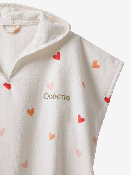 Hearts Bath Poncho with Recycled Cotton for Children printed white - vertbaudet enfant 