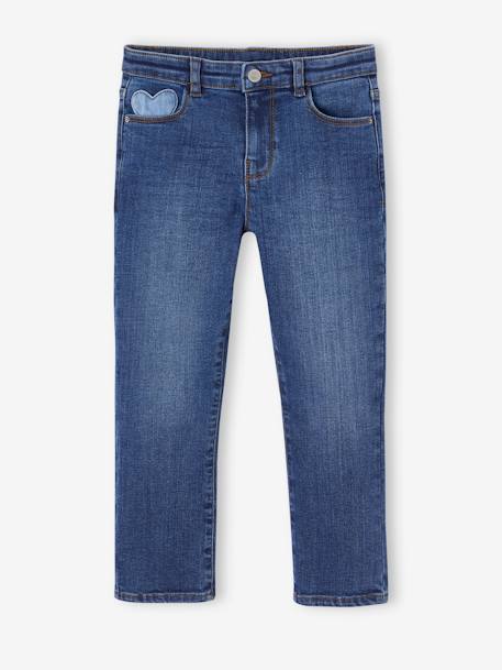 Jean slim fille morphologik tour de hanches large bleu foncé+bleu moyen+denim bleached+denim gris+gris - vertbaudet enfant 