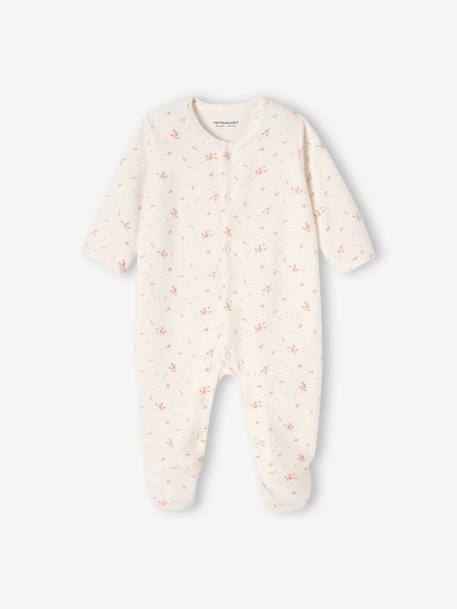 Pack of 3 Velour Sleepsuits, Special Opening for Newborns, for Babies aqua green+dusky pink+golden yellow - vertbaudet enfant 